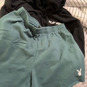 Playboy shorts and sweatshirt